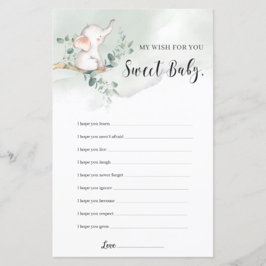 Papier Elephant boho verdure des voeux pour le jeu bébé (Devant)