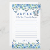 Papier Elephant Dusty Baby shower bleu Conseils pour les (Devant / Derrière)
