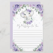 Papier Eléphant Floral Violet Message Capsule Anniversair (Devant / Derrière)