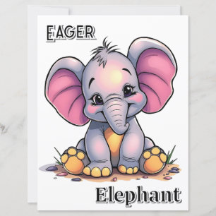 Papier Eléphant impatient Belle caricature de l'art de