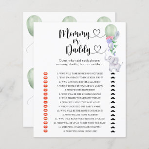 Papier Elephant - maman ou papa jeu de baby shower