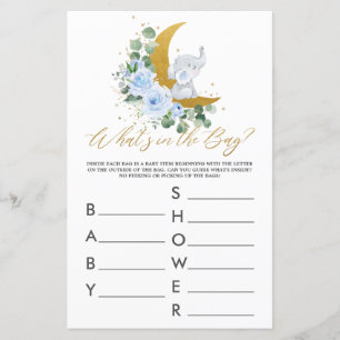 Papier Elephant Moon Blue Floral What's In the Bag Game
