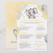 Papier Elephant Qu'y a-t-il sur votre jeu de Baby shower (Devant / Derrière)