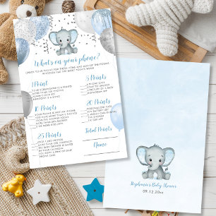 Papier Elephant Qu'y a-t-il sur votre jeu de Baby shower