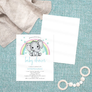 PAPIER Elephant Rainbow Blue Baby shower Flyer