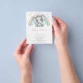 PAPIER Elephant Rainbow Pink Baby shower Flyer (Hand)