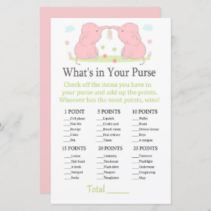 Papier Eléphant rose Qu'y a-t-il dans votre sac à main