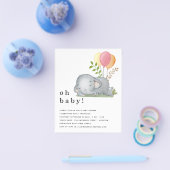 PAPIER | Elephant roze Baby shower Invite Flyer (Enkel)