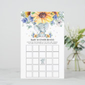 Papier Elephant Sunflower Blue Baby shower Bingo Jeu (Debout devant)
