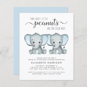Papier Elephant Twin Baby Boys Drive Par Douche Invitatio