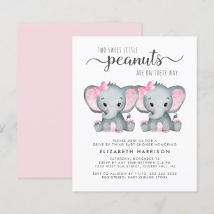 Papier Elephant Twin Baby Girls Drive Par Invitation De D