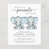 Papier Elephant Twin Boys Baby Couples Douche Invitation (Devant)