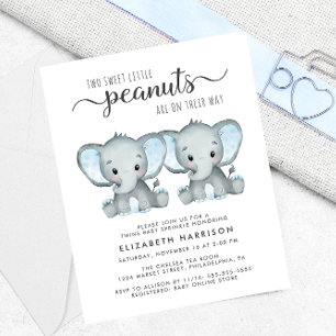 Papier Elephant Twin Boys Baby Sprinkle Budget Invitation