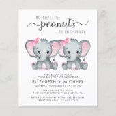 Papier Elephant Twin Girls Baby Couples Douche Invitation (Devant)