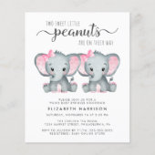 Papier Eléphant Twin Girls Baby Sprinkle Budget Invitatio (Devant)