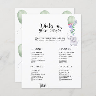 Papier Elephant - Whats dans votre sac à baby shower jeu