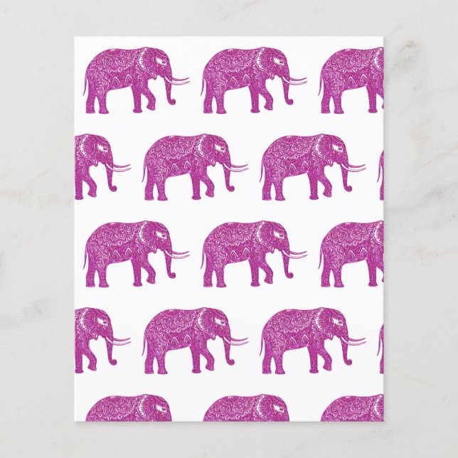 Papier Éléphants pailletés roses (Devant)