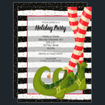 Papier Elf Legs Noël Budget Invitations<br><div class="desc">Les invitations en papier de 8, 5 po x 11 po comportent des jambes elfes rayées amusantes avec des bottes vertes sur des rayures noires et blanches et des informations sur votre fête en lettres chic sur ces invitations de fête de Noël. Ces invitations abordables sont imprimés sur du papier...</div>