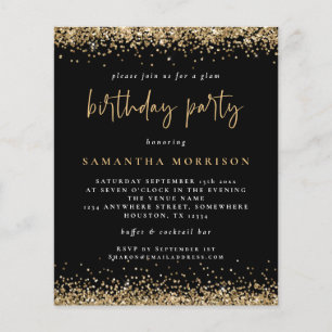 PAPIER   Elke zondag Gold Glitter Black Invite Flyer