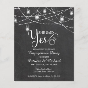 Papier Elle a dit oui Invitation de fête de fiançailles r