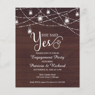 Papier Elle a dit oui Invitation de fête de fiançailles r