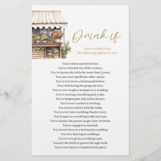 Papier Elle est hors du marché Boire si Fête des mariées  (Devant)
