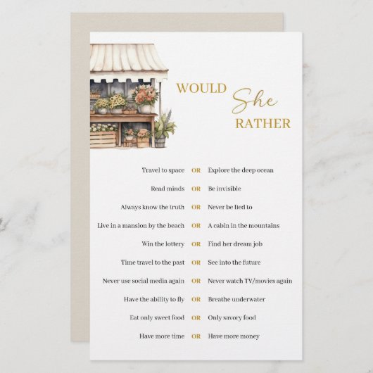 Papier Elle n’est pas sur le marché, elle préfère jouer (Devant / Derrière)