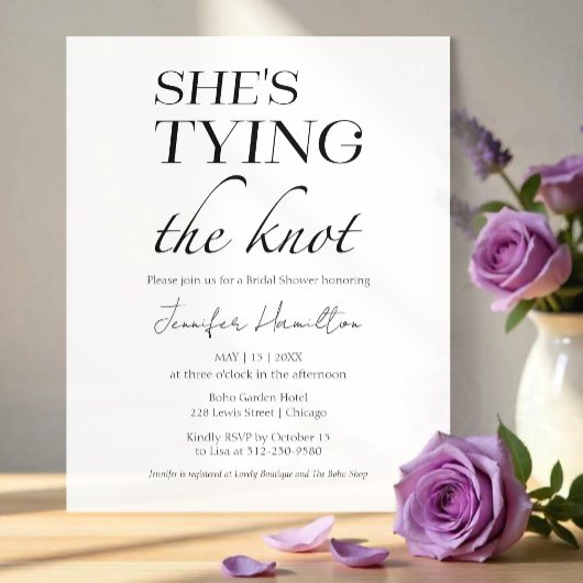 Papier Elle noue le noeud | Fête des mariées noire et bla