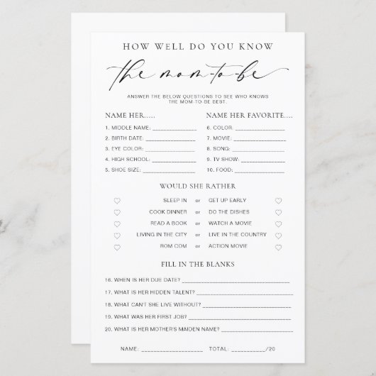 Papier Ellesmere Comment Bien Connaissez-Vous Le Jeu Mama (Devant / Derrière)