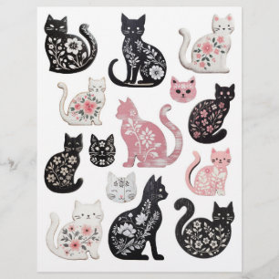 Papier Embellissements de chats floraux en bois désorgani