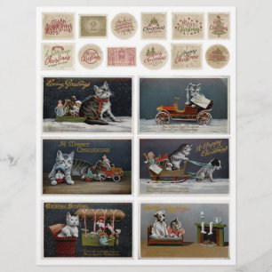 Papier Embellissements de chats floraux en bois désorgani