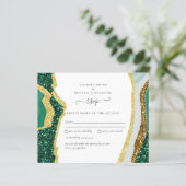 Papier Emerald Agate Gold Wedding Budget RSVP (Debout devant)