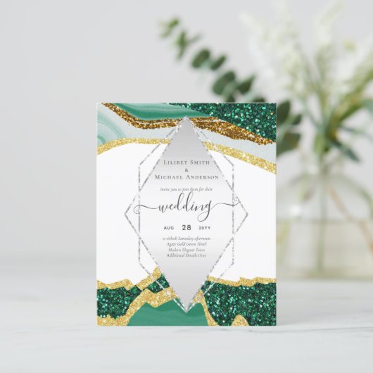 Papier Emerald Gold AGATE - Faire-part de mariage moderne (Debout devant)