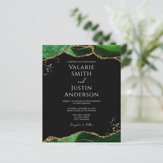 Papier Emerald Green Agate Mariage du budget (Debout devant)