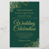 Papier Emerald Green & Gold BUDGET Mariage Inviter Grand (Devant)