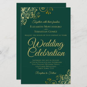 Papier Emerald Green & Gold BUDGET Mariage Inviter Grand