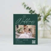 Papier Emerald Green QR Code Faire-part de mariage photo (Debout devant)