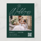 Papier Emerald Green QR Code Faire-part de mariage photo (Devant)