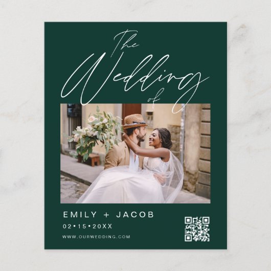 Papier Emerald Green QR Code Faire-part de mariage photo (Devant)
