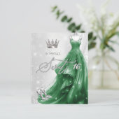 Papier Emerald Green Robe Snowflakes Sweet 16 Invitation (Debout devant)