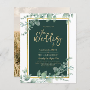 Papier Emerald Greenery Gold FAIRE-PART DE MARIAGE PHOTO