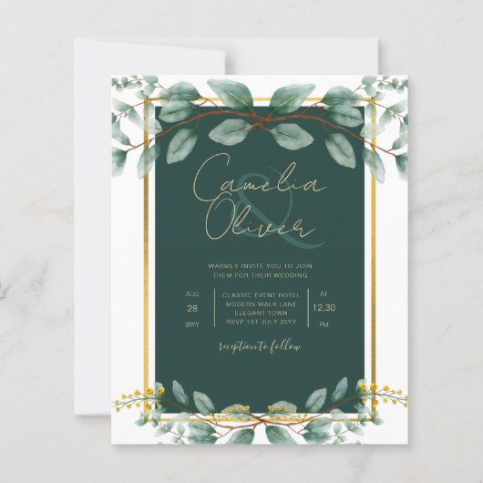 Papier Emerald Greenery Mariage Botanical Nature Invitati (Devant)