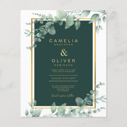 Papier Emerald Greenery Mariage Botanical Nature Invitati (Devant)