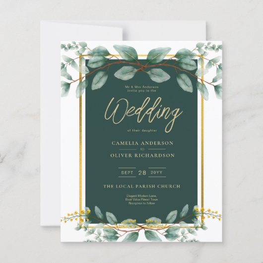Papier Emerald Greenery Mariage Botanical Nature Invitati (Devant)