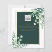 Papier Émeraude botanique en or vert Faire-part de mariag (Dos)