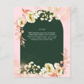 Papier Émeraude saison PINK Green Floral Mariage invite (Dos)