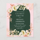 Papier Émeraude saison PINK Green Floral Mariage invite (Devant)