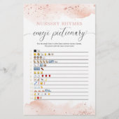 Papier Emoji pictionary baby shower jeu d'aquarelle rose (Devant)