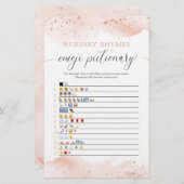 Papier Emoji pictionary baby shower jeu d'aquarelle rose (Devant / Derrière)