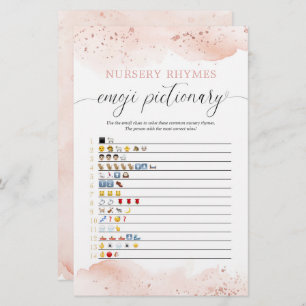 Papier Emoji pictionary baby shower jeu d'aquarelle rose